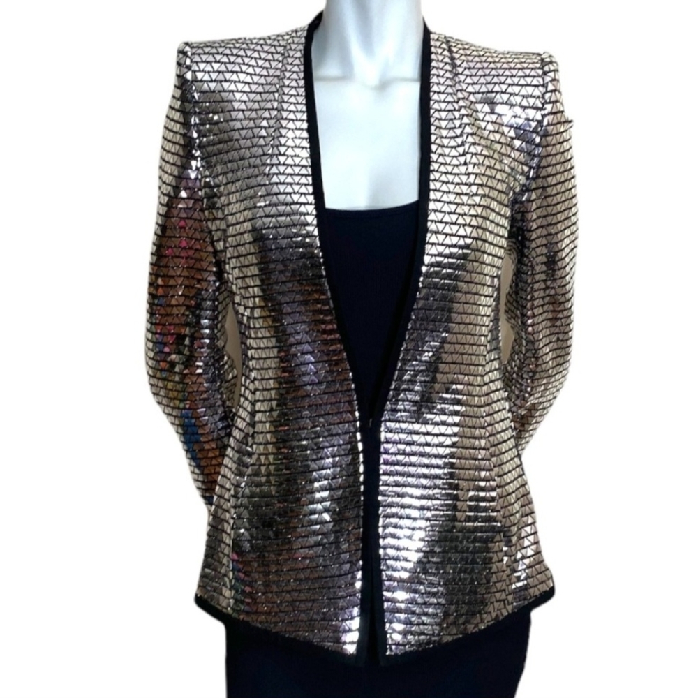 Zara Metallic Silver Blazer - Picture 2 of 14